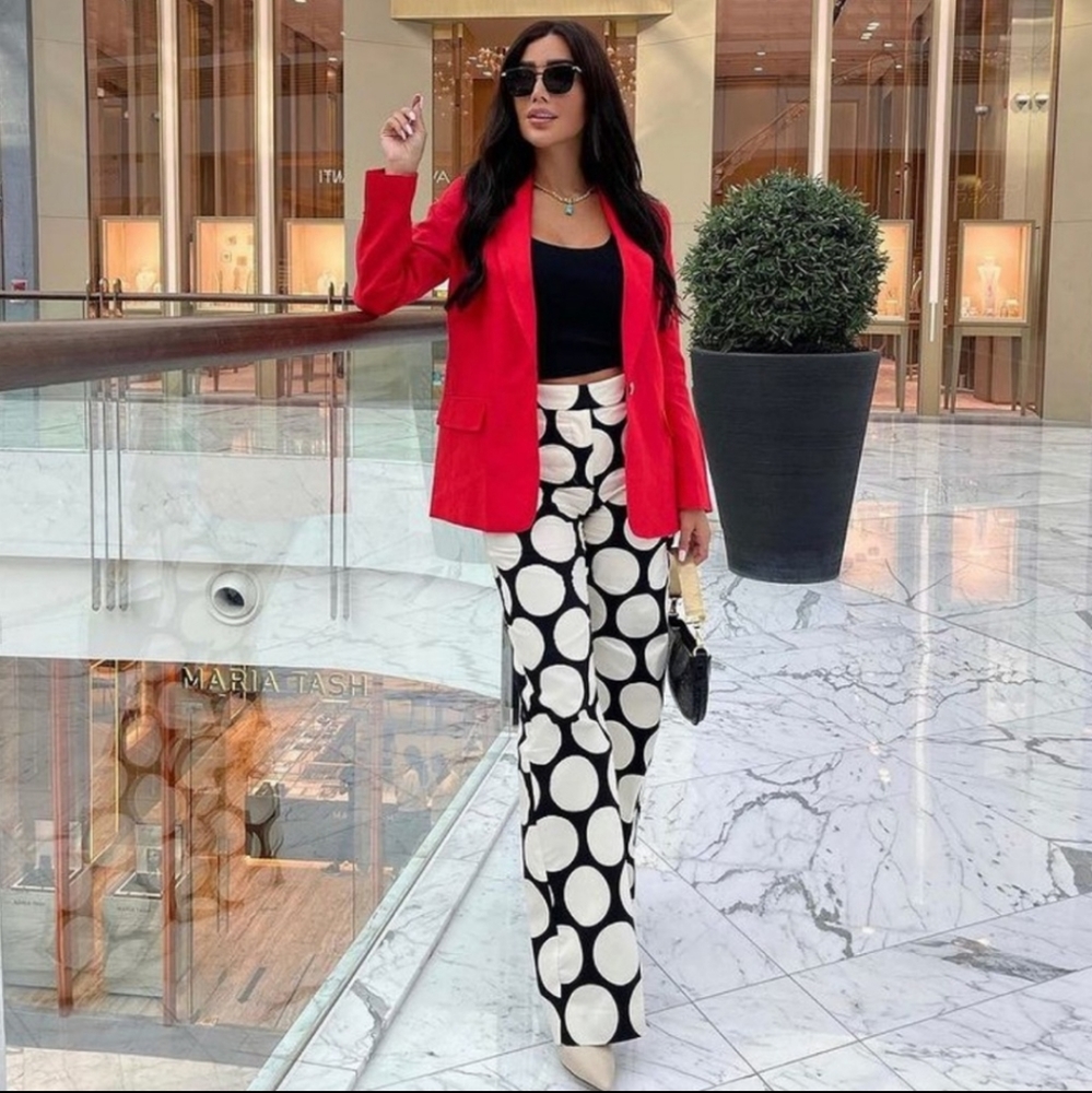 Zara Black & White Wide-Leg Polka Dot Trousers - Picture 8 of 8